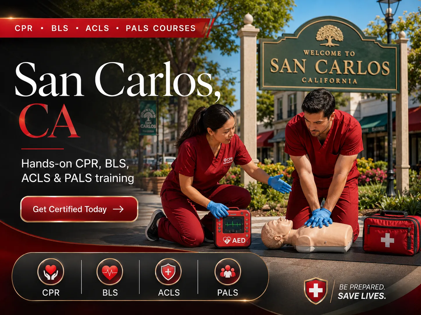 CPR BLS, ACLS & PALS Certification Class Near San Carlos, CA