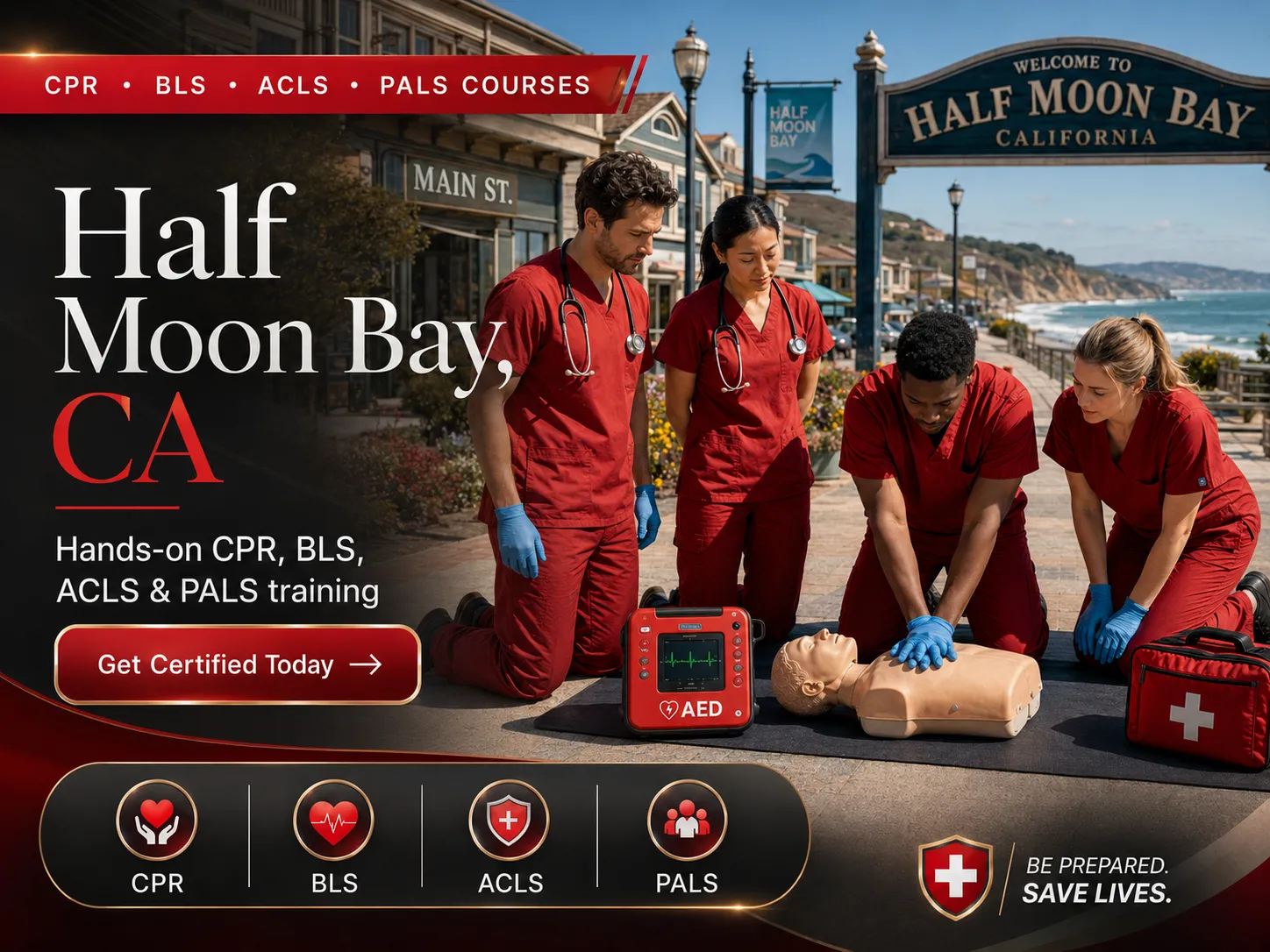 BLS provider certification training with instructor in Half Moon Bay, CA