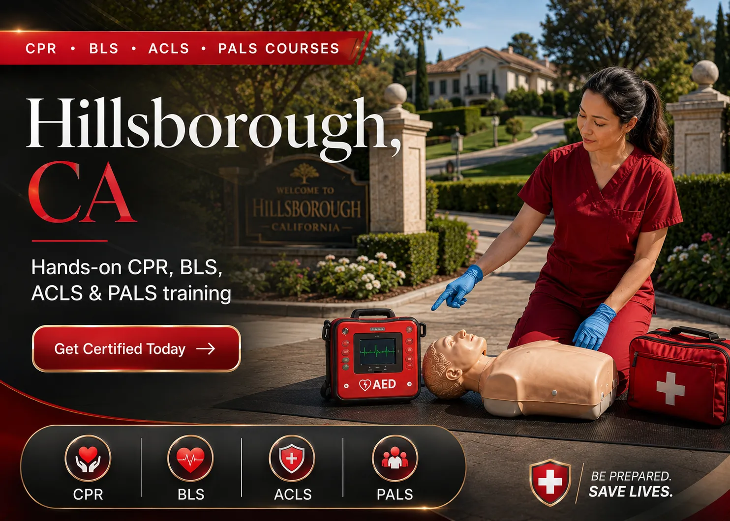 CPR BLS ACLS PALS certification class in Hillsborough, CA