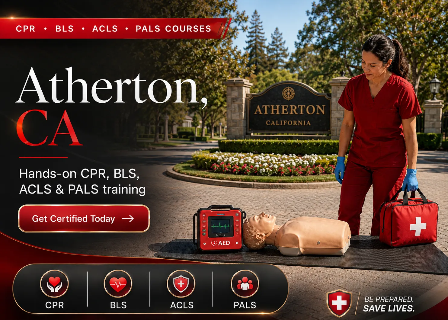 Pediatric CPR and PALS training class in Atherton, California